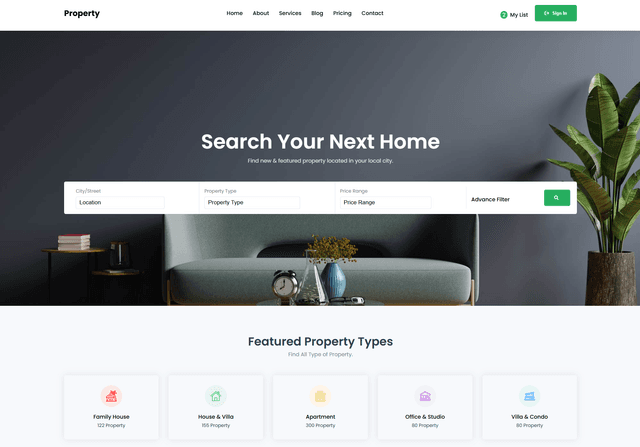 React Real Estate Website